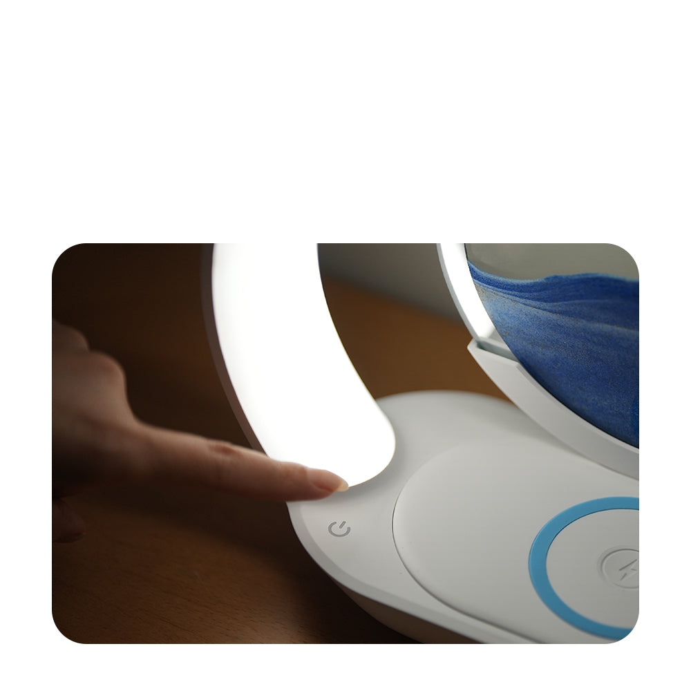 GlowSand – Lámpara de Noche Recargable 3 en 1 con Cargador Inalámbrico