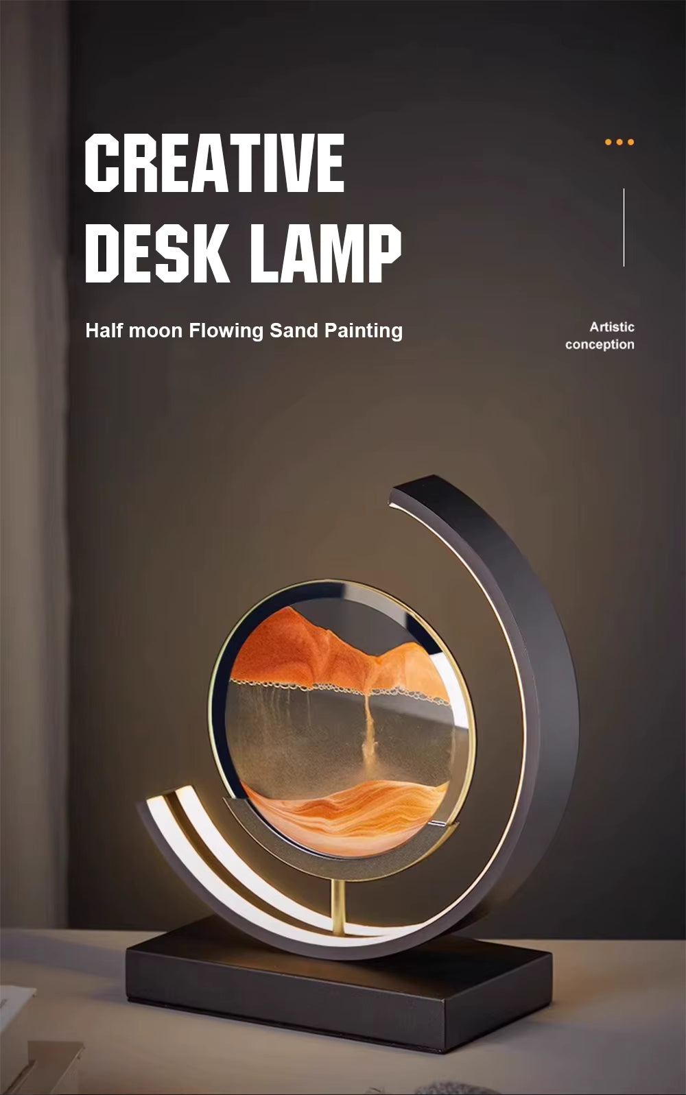 Lámpara con Movimiento de Arena – Paisajes Únicos Cada Vez