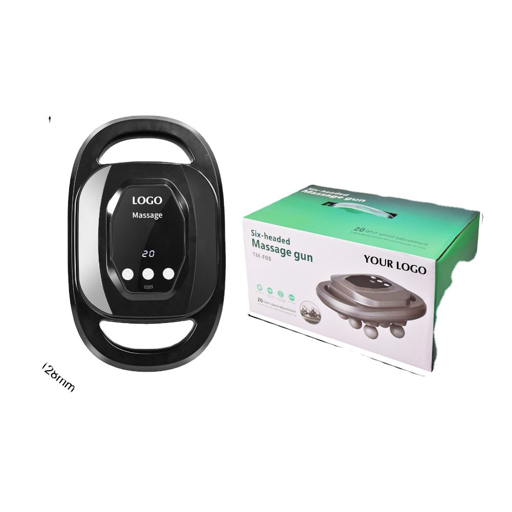 Masaje Profundo – Pistola Masajeadora con 6 Cabezales y 20 Velocidades