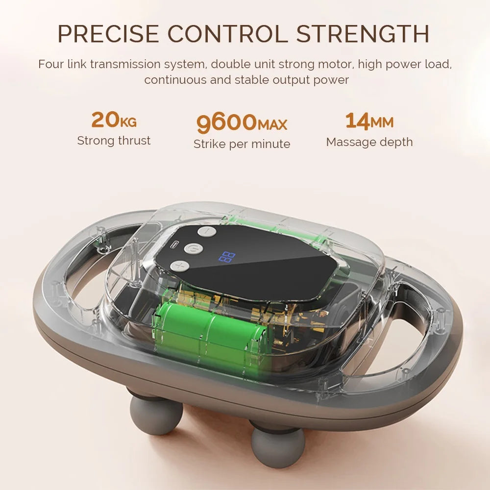 Masaje Profundo – Pistola Masajeadora con 6 Cabezales y 20 Velocidades