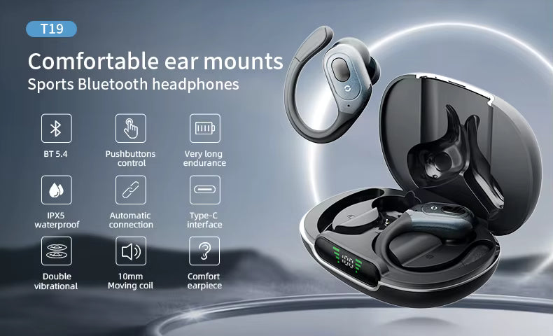 Auriculares Deportivos con Gancho y Cancelación de Ruido